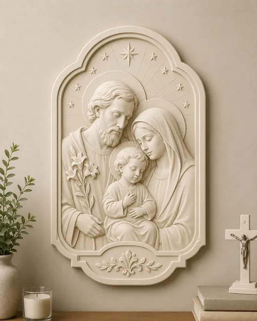 Placca della Sacra Famiglia stampata in 3D